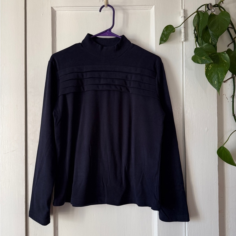 Elegant Navy Long Sleeve Top